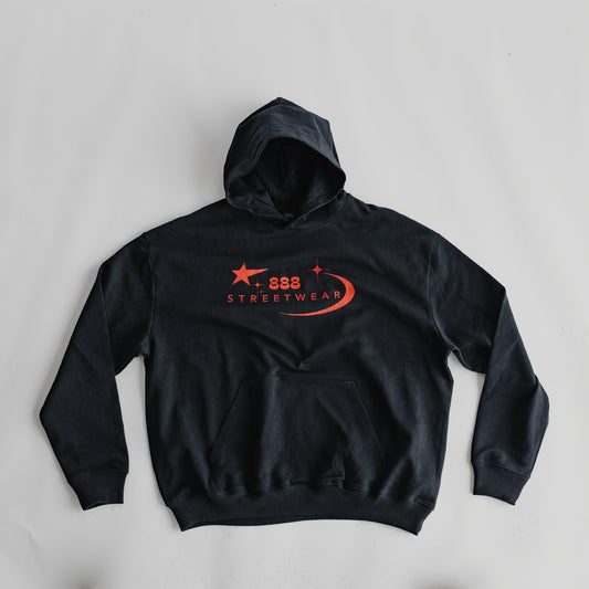 Star Hoodie | Black & Red